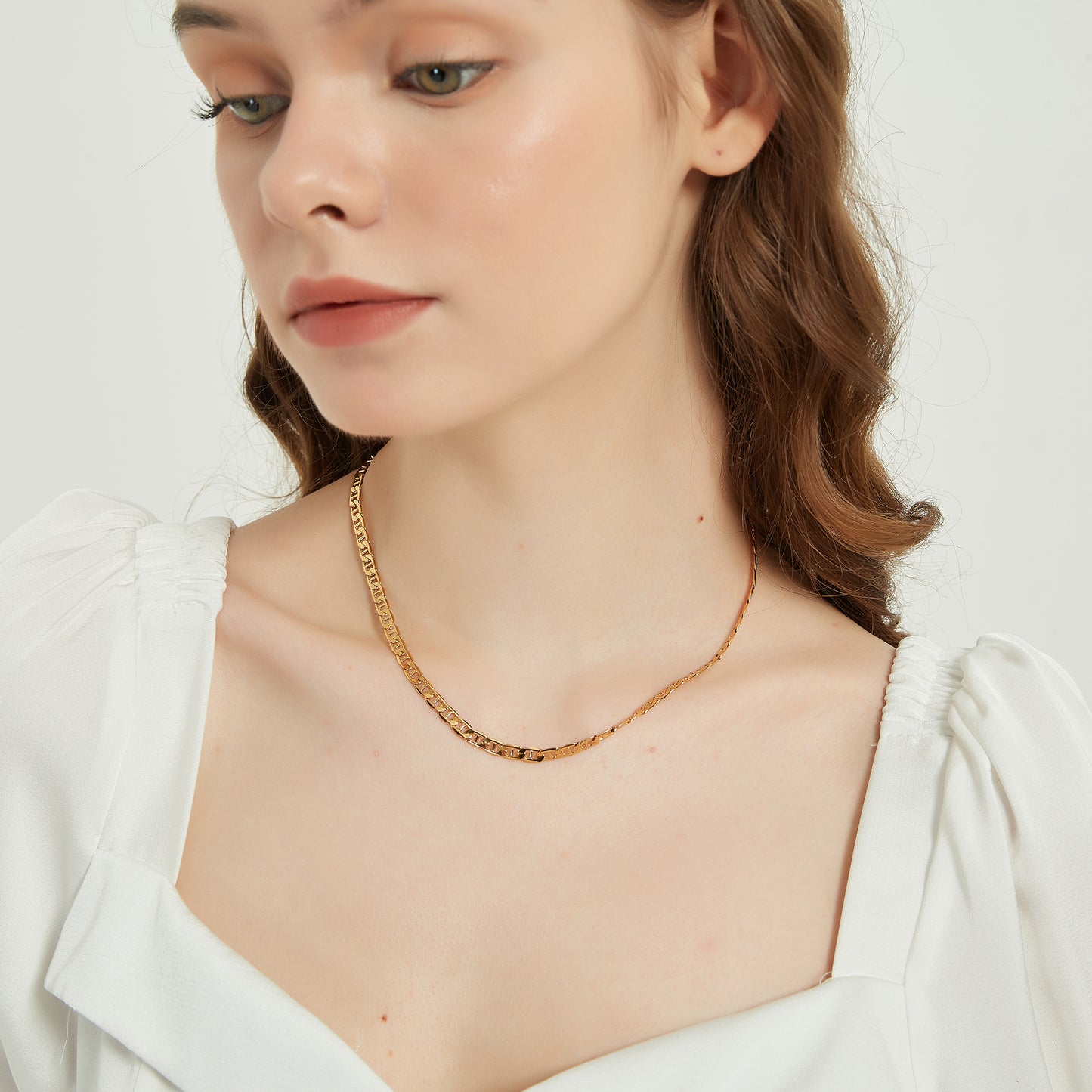 Chloe gold chain necklace, flat necklace, gold necklace