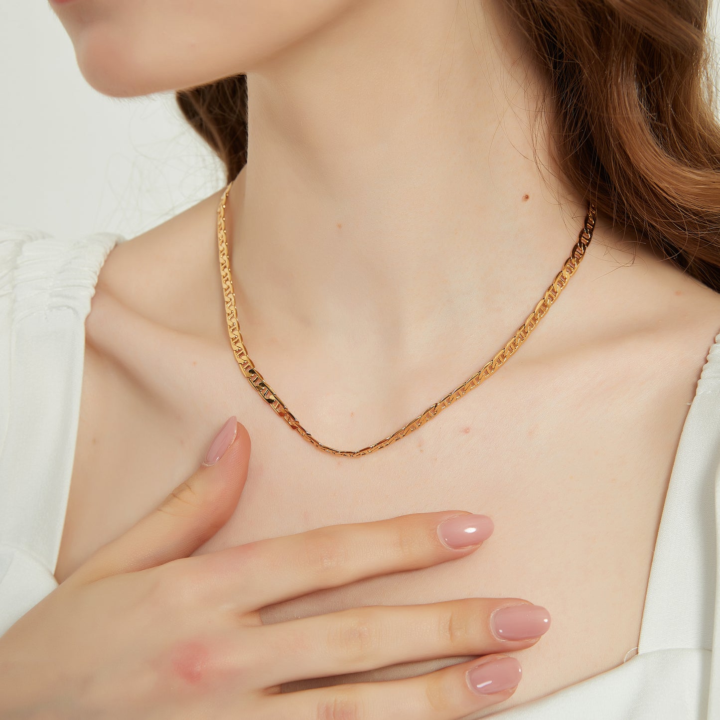 Chloe gold chain necklace, flat necklace, gold necklace