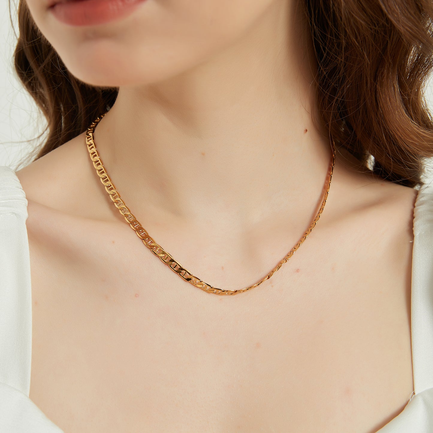 Chloe gold chain necklace, flat necklace, gold necklace