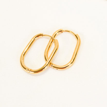 E080 thin oval rectangular hoop earrings