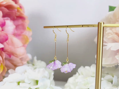 E157 lilac lily of the valley flower dangle earrings