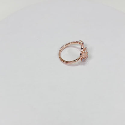 R020 rose gold moon star crystal gem adjustable ring