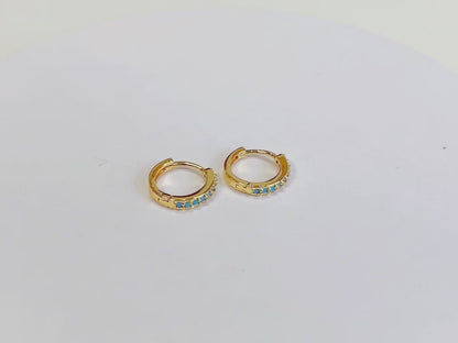 E138 turquoise huggie hoop earrings