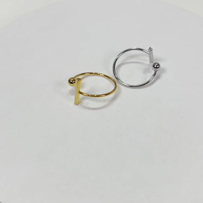 R030 double bar geometric open ring