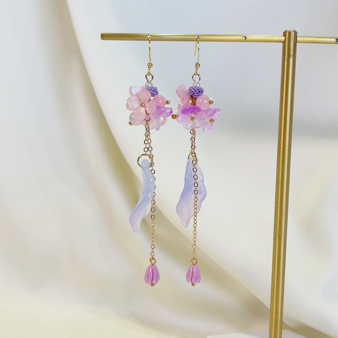 Mauve store Enamel Loop Earrings/lilac/statement earrings/one of a kind/kintsugi/special gift