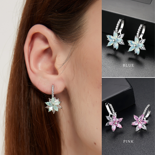 Destiny crystal flower dangle earrings