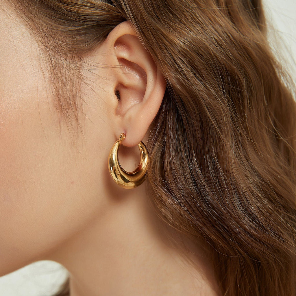 Gold crescent store hoop earrings