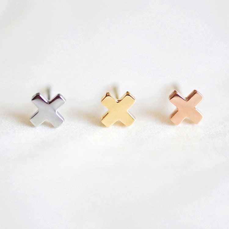 Hadley dainty x cross stud earrings