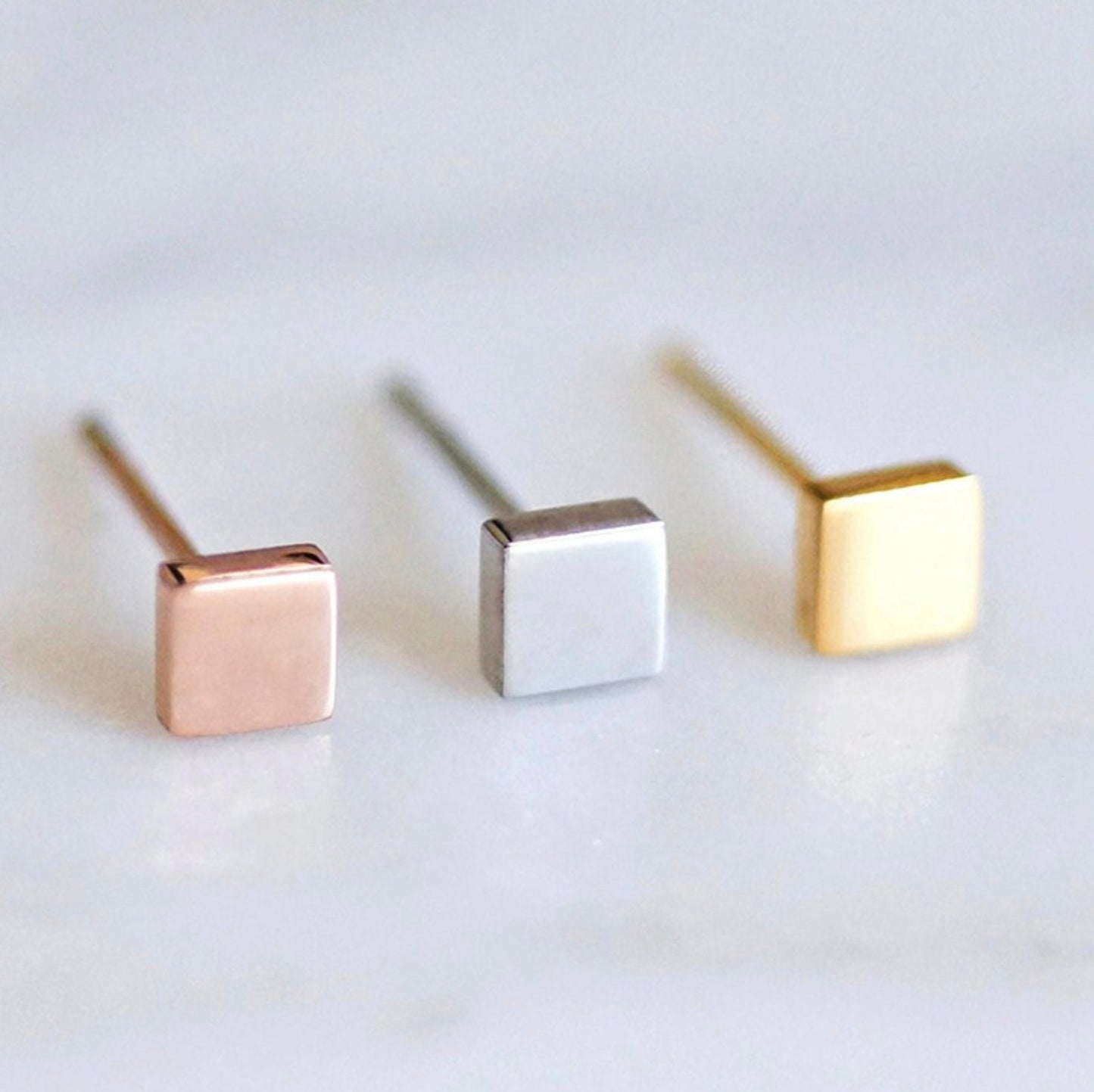 Ivy gold square ear studs earring